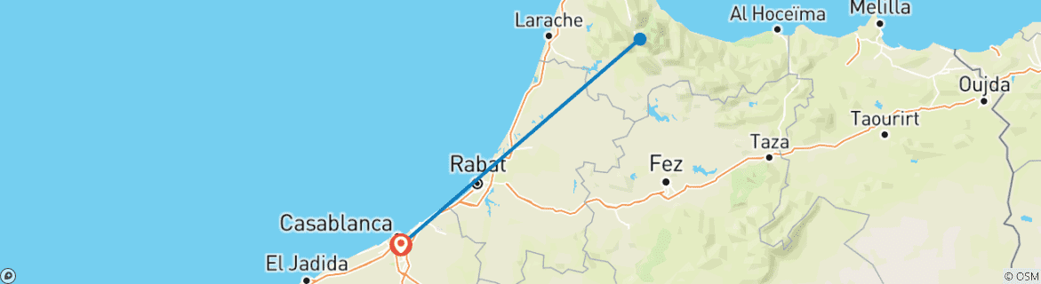 Image d'une carte montrant l'itinéraire du circuit