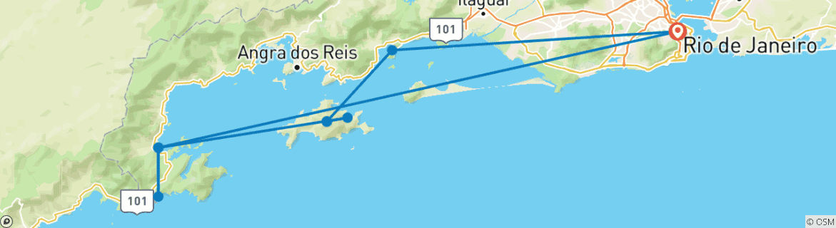 Image d'une carte montrant l'itinéraire du circuit