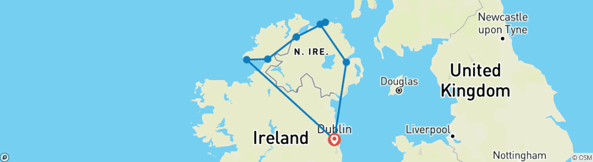 Image d'une carte montrant l'itinéraire du circuit