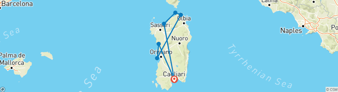 Image d'une carte montrant l'itinéraire du circuit
