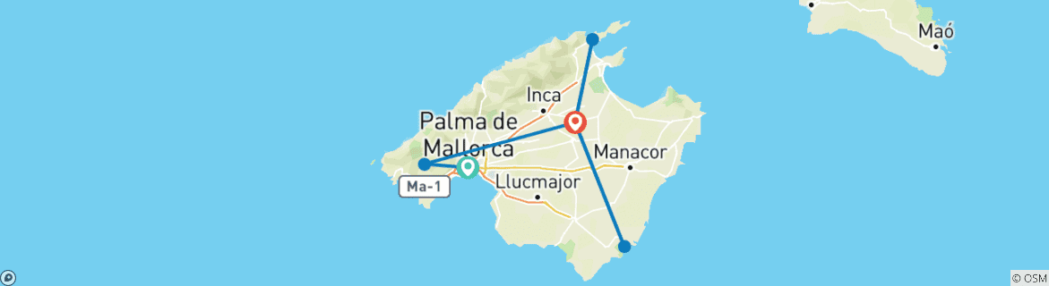 Image d'une carte montrant l'itinéraire du circuit