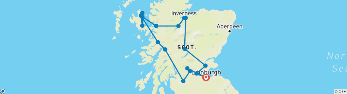 Image d'une carte montrant l'itinéraire du circuit