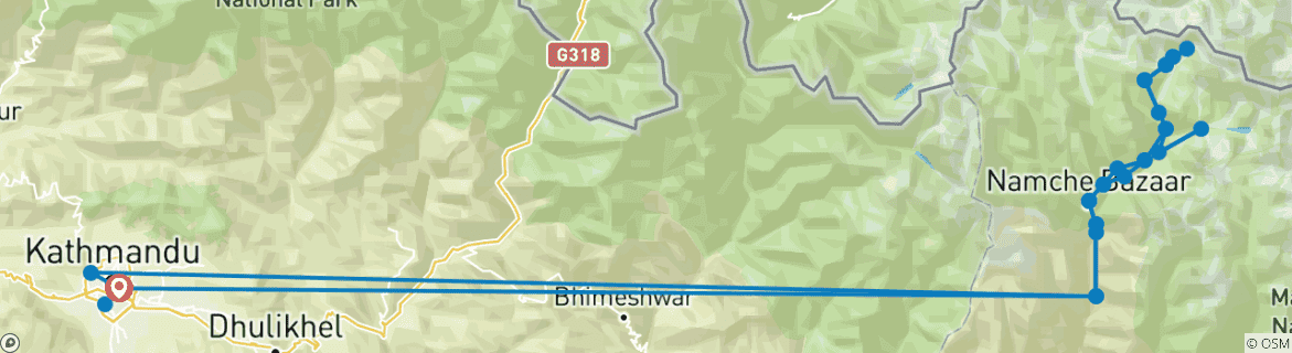Image d'une carte montrant l'itinéraire du circuit