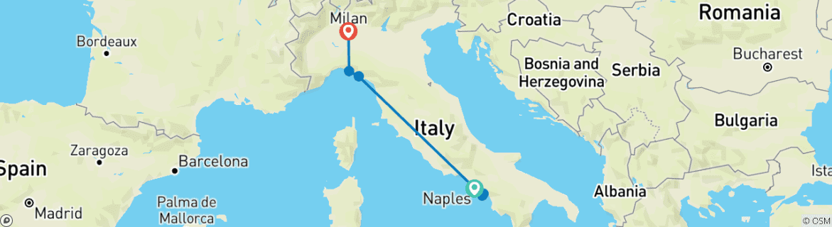 Image d'une carte montrant l'itinéraire du circuit