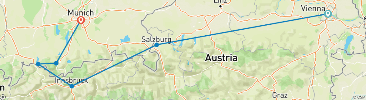 Karte mit der Reiseroute
