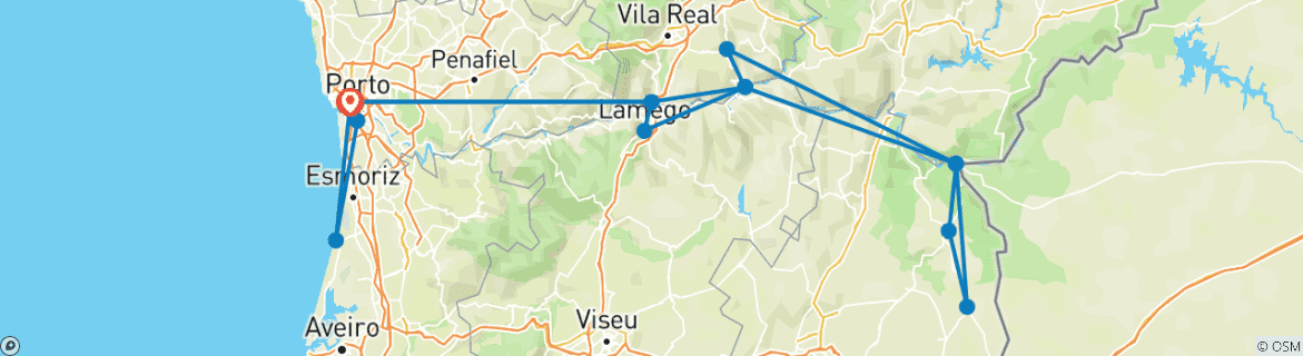 Image d'une carte montrant l'itinéraire du circuit
