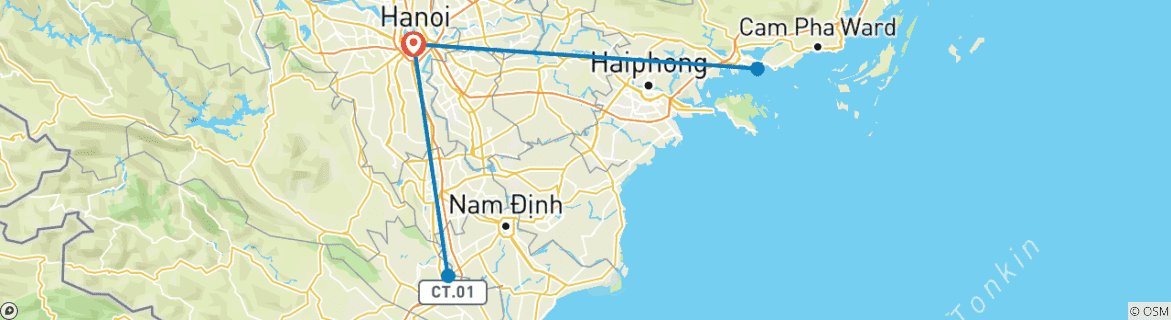 Image d'une carte montrant l'itinéraire du circuit