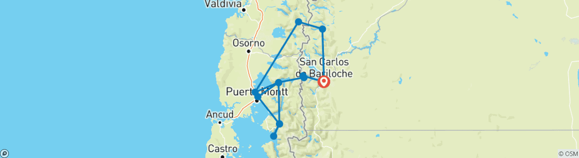 Image d'une carte montrant l'itinéraire du circuit