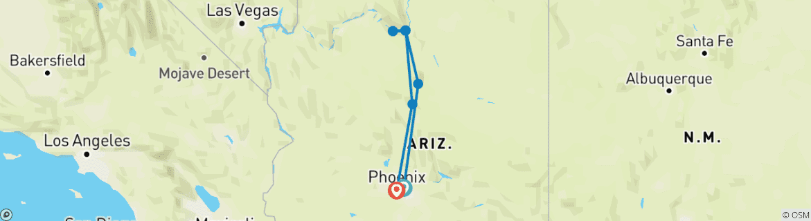 Image d'une carte montrant l'itinéraire du circuit