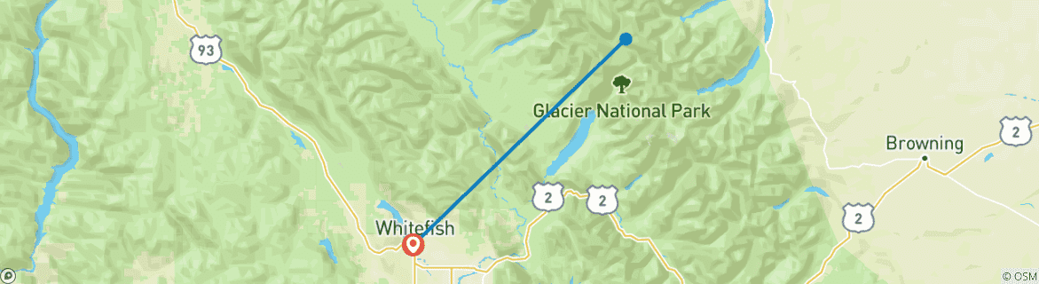 Mapa de Escapada al Parque Nacional Glacier
