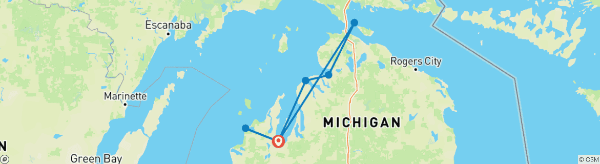 Foto van een kaart met de route van de rondreis