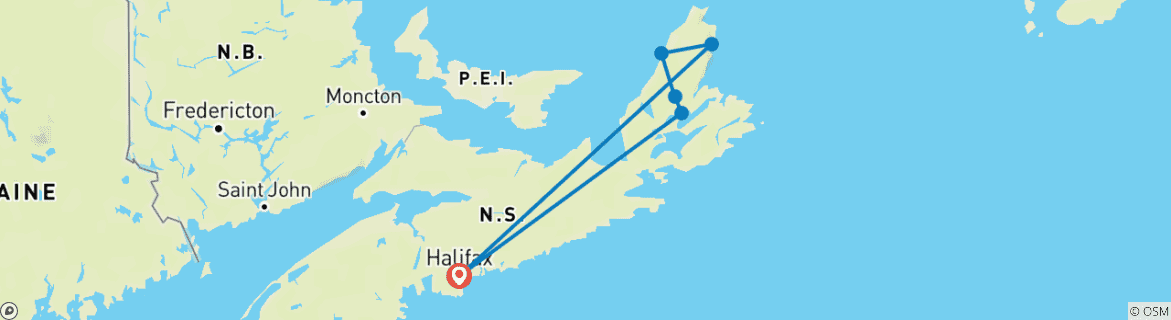 Image d'une carte montrant l'itinéraire du circuit