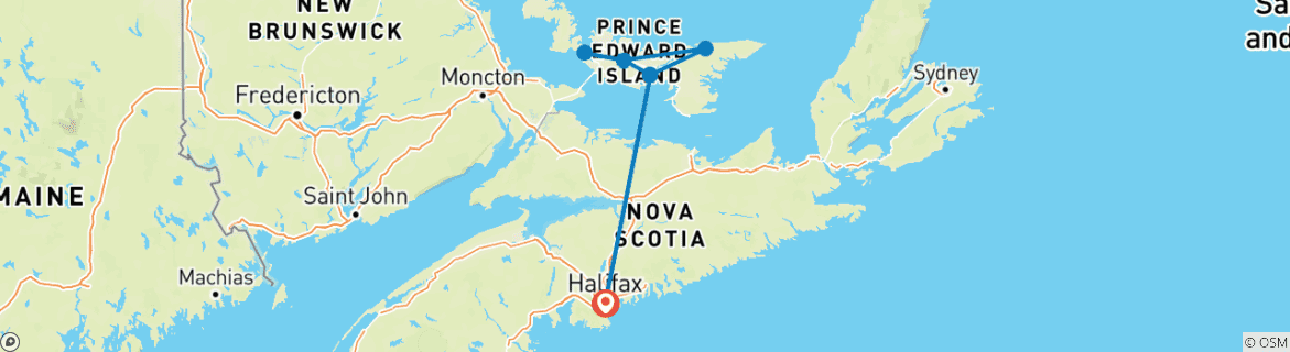 Image d'une carte montrant l'itinéraire du circuit