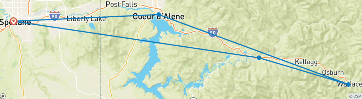 Image d'une carte montrant l'itinéraire du circuit