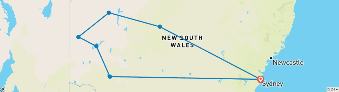 Image d'une carte montrant l'itinéraire du circuit