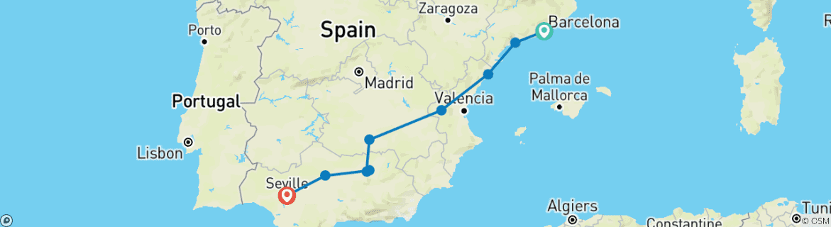 Image d'une carte montrant l'itinéraire du circuit