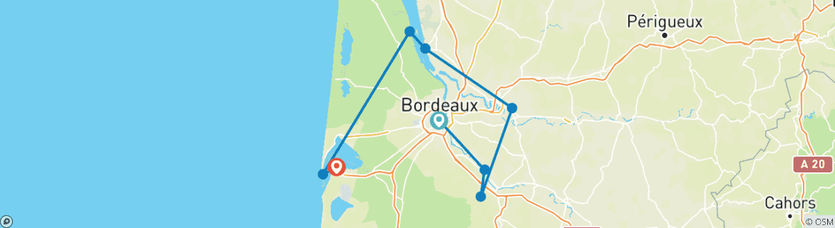Foto van een kaart met de route van de rondreis