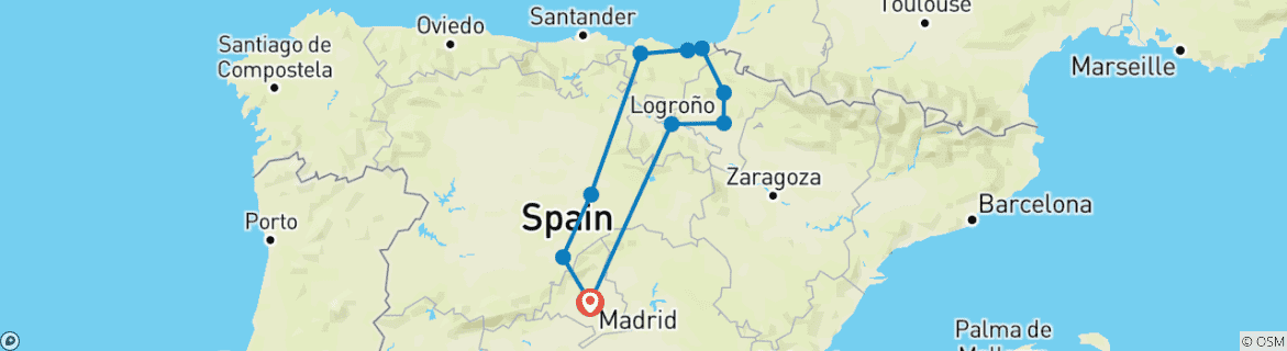Image d'une carte montrant l'itinéraire du circuit