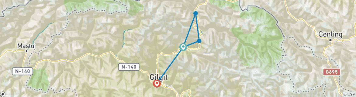 Image d'une carte montrant l'itinéraire du circuit