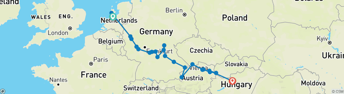 Karte mit der Reiseroute