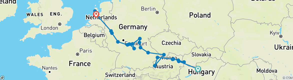 Karte mit der Reiseroute