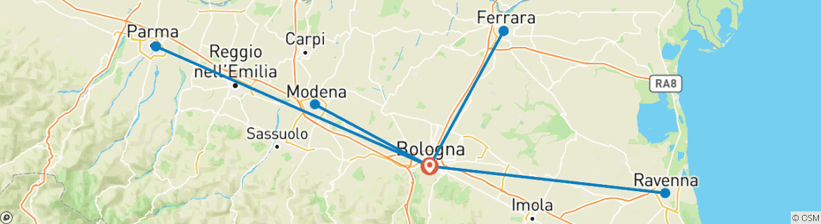 Foto van een kaart met de route van de rondreis