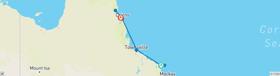 Image d'une carte montrant l'itinéraire du circuit