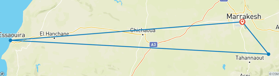 Image d'une carte montrant l'itinéraire du circuit