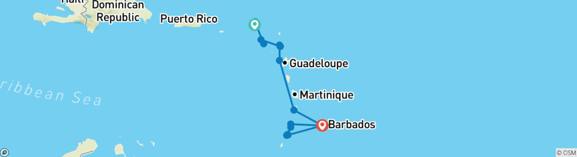 Image d'une carte montrant l'itinéraire du circuit