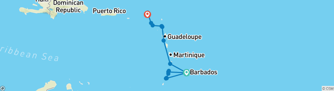 Image d'une carte montrant l'itinéraire du circuit
