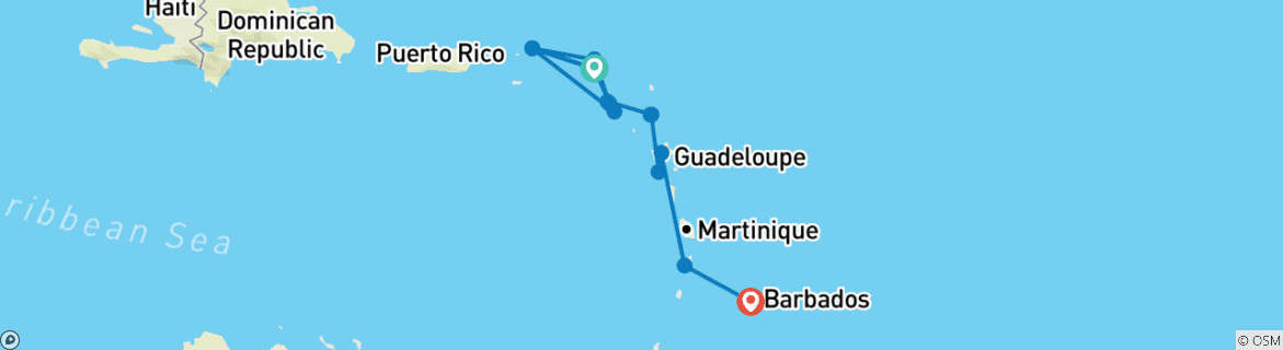 Image d'une carte montrant l'itinéraire du circuit