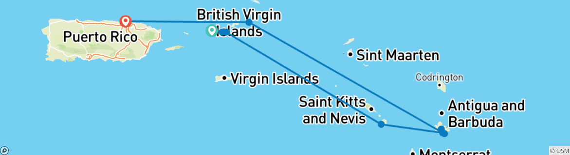 Image d'une carte montrant l'itinéraire du circuit