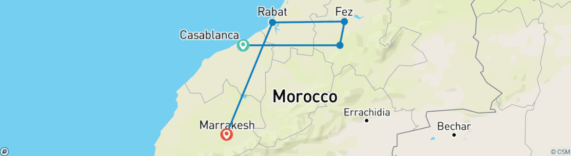 Image d'une carte montrant l'itinéraire du circuit