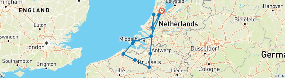 Image d'une carte montrant l'itinéraire du circuit