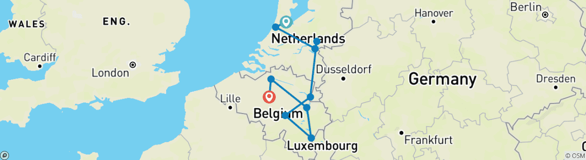 Image d'une carte montrant l'itinéraire du circuit