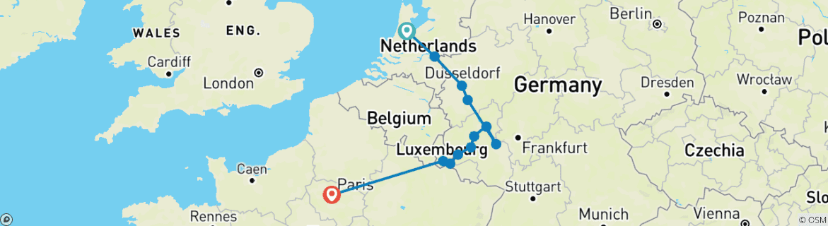 Image d'une carte montrant l'itinéraire du circuit