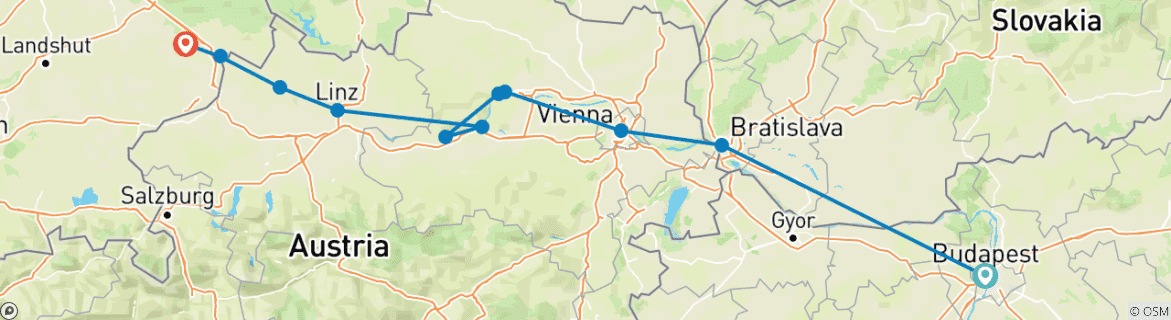 Image d'une carte montrant l'itinéraire du circuit