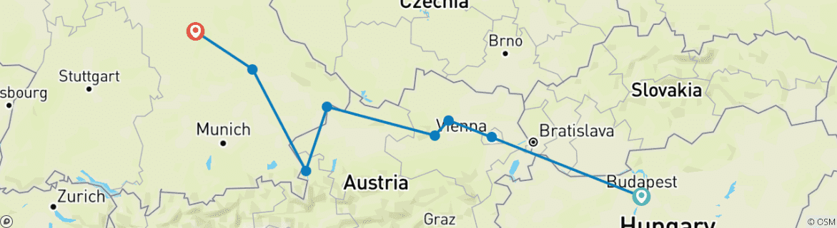 Image d'une carte montrant l'itinéraire du circuit