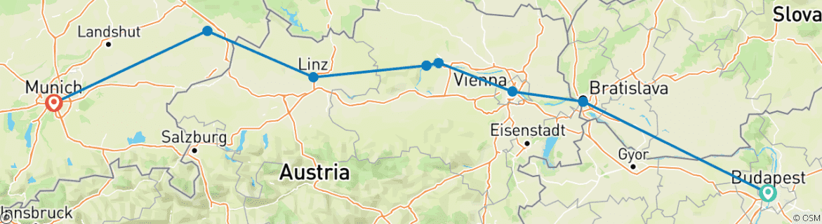 Image d'une carte montrant l'itinéraire du circuit