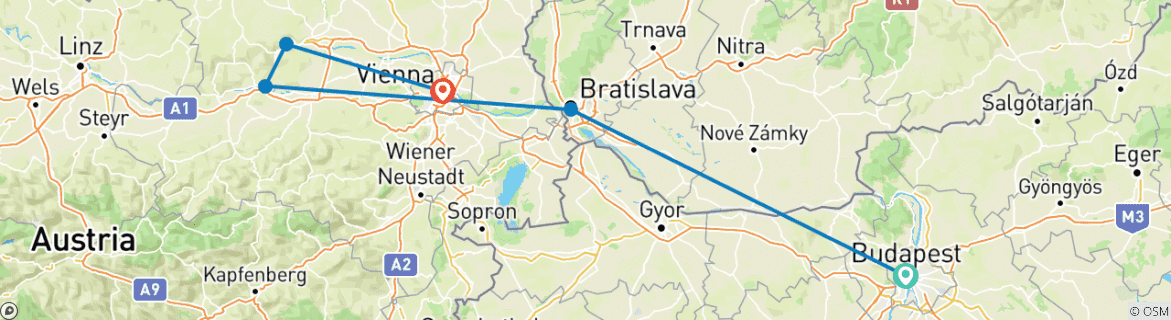 Image d'une carte montrant l'itinéraire du circuit
