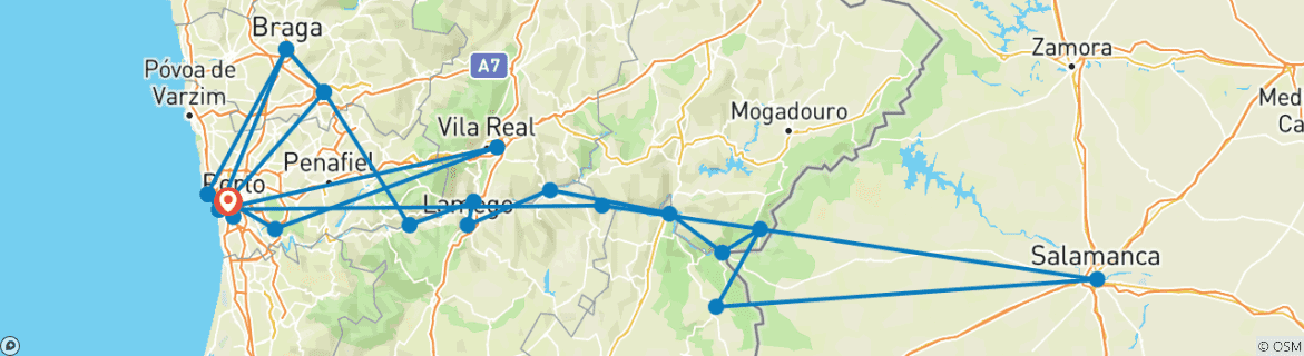 Image d'une carte montrant l'itinéraire du circuit