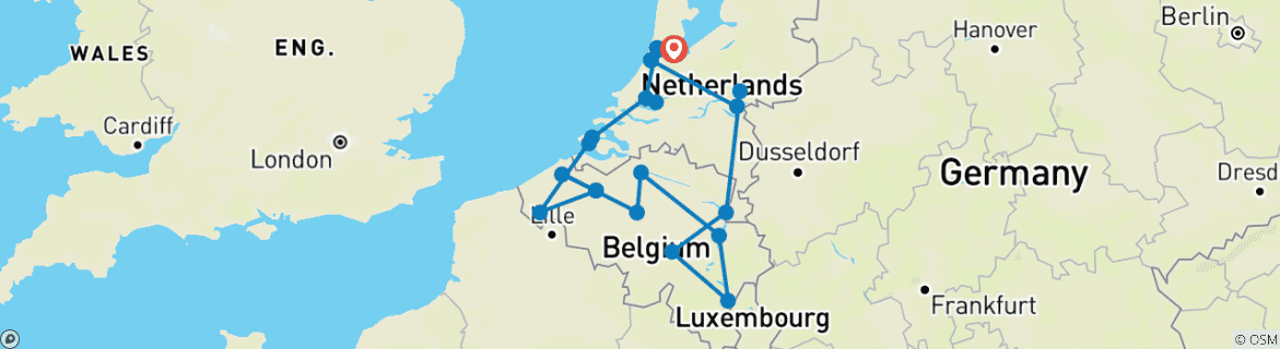 Image d'une carte montrant l'itinéraire du circuit