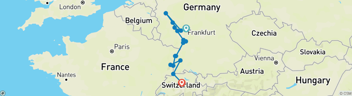 Foto van een kaart met de route van de rondreis