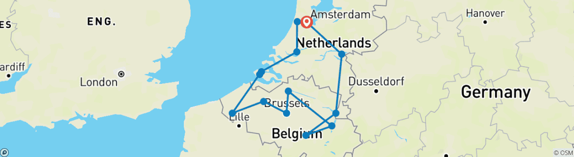 Image d'une carte montrant l'itinéraire du circuit