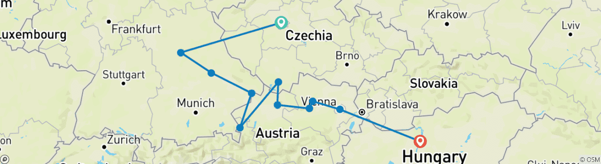 Image d'une carte montrant l'itinéraire du circuit