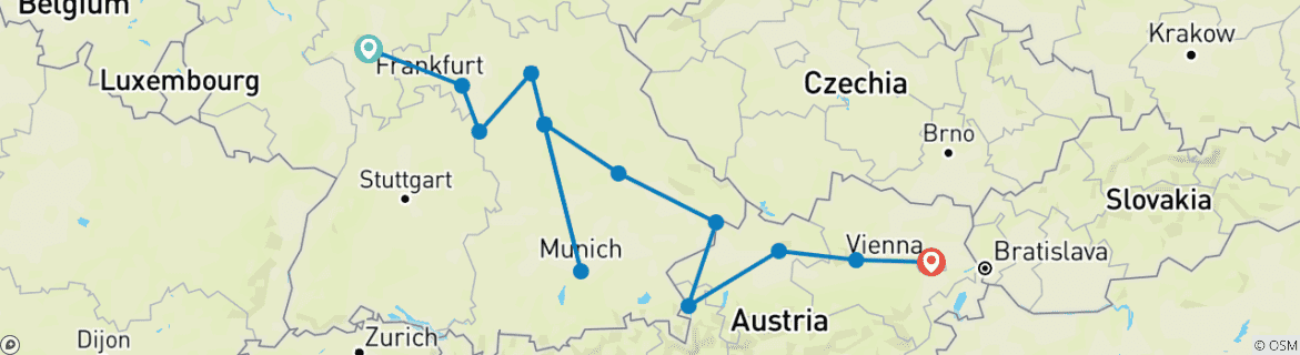 Image d'une carte montrant l'itinéraire du circuit