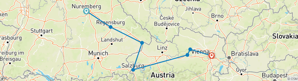 Image d'une carte montrant l'itinéraire du circuit
