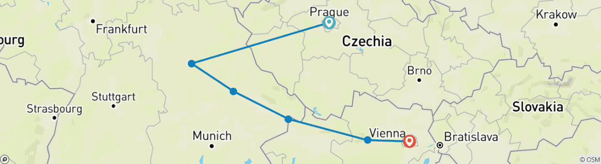 Image d'une carte montrant l'itinéraire du circuit