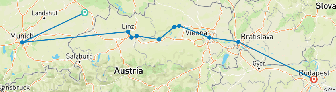 Karte mit der Reiseroute