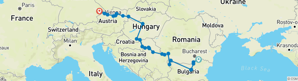 Image d'une carte montrant l'itinéraire du circuit